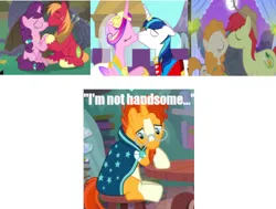 Size: 540x408 | Tagged: safe, derpibooru import, edit, edited screencap, screencap, big macintosh, bright mac, pear butter, princess cadance, shining armor, sugar belle, sunburst, alicorn, earth pony, pony, unicorn, a canterlot wedding, the big mac question, the crystalling, the perfect pear, brightbutter, female, image, male, mare, png, self deprecation, shiningcadance, shipping, stallion, straight, sugarmac