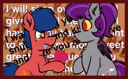 Size: 1920x1200 | Tagged: safe, artist:thebadbadger, derpibooru import, oc, oc:aman moreau, oc:phire demon, unofficial characters only, bat pony, pony, blushing, drool, image, png, starry eyes, wingding eyes