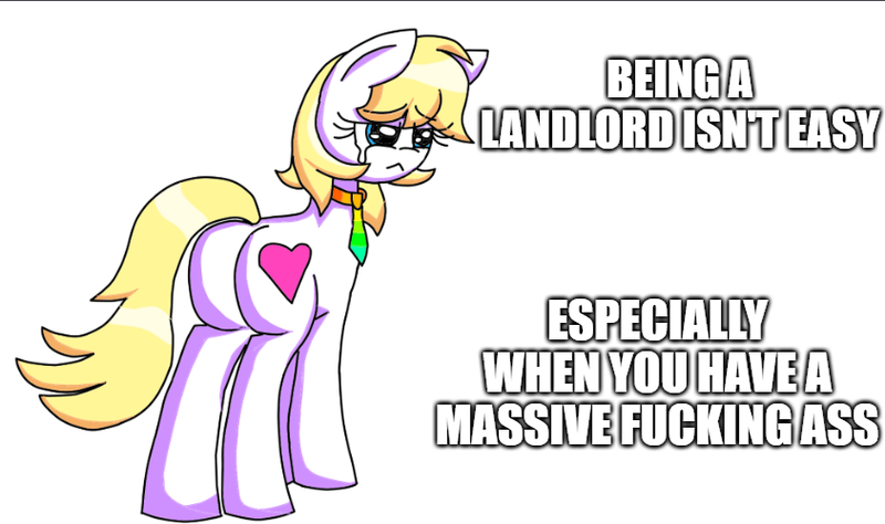 Size: 843x500 | Tagged: safe, artist:aryannespetfemboy, ponerpics import, oc, oc:aryanne, earth pony, aria property cinematic universe, ass, butt, comedy, crying, female, image, landlord, low quality, nazi, necktie, png, sad