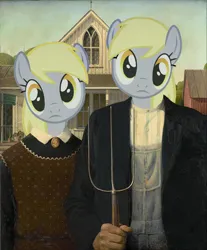 Size: 1200x1448 | Tagged: safe, derpibooru import, derpy hooves, american gothic, female, image, png