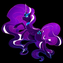 Size: 2048x2048 | Tagged: safe, artist:m0on13aby, derpibooru import, nightmare rarity, pony, unicorn, beautiful, black background, blue eyes, crown, digital art, ethereal mane, ethereal tail, eyelashes, eyeshadow, female, flowing mane, flowing tail, gem, horn, image, jewelry, jpeg, long horn, looking up, makeup, mare, necklace, purple mane, purple tail, regalia, sexy, simple background, solo, starry mane, starry tail, tail