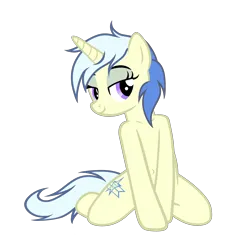 Size: 3686x3668 | Tagged: safe, artist:equestria secret guard, derpibooru import, oc, oc:twinblade, unofficial characters only, pony, unicorn, bedroom eyes, belly button, collarbone, female, horn, image, kneeling, looking at you, mare, png, sexy, shoulder, simple background, transparent background, unicorn oc