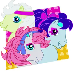 Size: 3000x3044 | Tagged: safe, artist:cloudy glow, derpibooru import, g5, my little pony: make your mark, spoiler:g5, spoiler:my little pony: make your mark, spoiler:my little pony: make your mark chapter 4, spoiler:mymc04e01, blue belle (g5), bridlewoodstock, dreamlands, image, minty (g5), my little pony: make your mark chapter 4, png, simple background, snuzzle (g5), transparent background