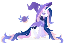 Size: 1920x1344 | Tagged: safe, artist:kabuvee, derpibooru import, oc, oc:noon midnight, pony, unicorn, female, hat, image, mare, png, simple background, solo, transparent background, witch hat