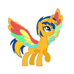 Size: 894x894 | Tagged: safe, artist:mlpfan3991, derpibooru import, oc, oc:flare spark, unofficial characters only, alicorn, pony, rainbow roadtrip, colored wings, female, image, multicolored wings, png, rainbow wings, simple background, smiling, transparent background, vector, wings