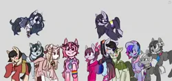 Size: 2286x1080 | Tagged: safe, artist:metaruscarlet, derpibooru import, oc, oc:anime-chan, oc:anna (spirit), oc:galaxy (pegasus), oc:hanako, oc:hera-chan, oc:keiko (ghost), oc:makuro, oc:mashiro, oc:metaru scarlet, oc:ohasu, oc:sawa (ice1517), oc:stalker-chan, unofficial characters only, earth pony, ghost, ghost pony, pegasus, pony, undead, unicorn, agender, agender pride flag, asexual, asexual pride flag, bandage, baseball cap, belt, bisexual pride flag, bone, cap, choker, clothes, cute, ear piercing, earring, eyepatch, eyes closed, eyeshadow, female, filly, floral head wreath, flower, foal, gay pride flag, genderfluid, genderfluid pride flag, gray background, grin, hat, hoodie, image, jewelry, jpeg, kimono (clothing), lesbian, lesbian pride flag, makeup, mare, nonbinary, nonbinary pride flag, nuzzling, oc x oc, ohasusawa, open mouth, pansexual, pansexual pride flag, piercing, pride, pride flag, pride month, raised hoof, school uniform, shipping, shirt, siblings, simple background, sisters, skirt, smiling, socks, spirit, stockings, tattoo, thigh highs, torn clothes, trans female, transgender, transgender pride flag, twins, wall of tags