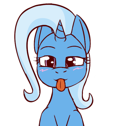 Size: 512x512 | Tagged: safe, artist:xppp1n, derpibooru import, trixie, pony, unicorn, :p, blushing, female, image, mare, png, silly, simple background, solo, tongue out, transparent background