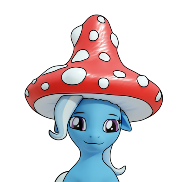 Size: 1152x1152 | Tagged: safe, artist:xppp1n, trixie, ponified, pony, unicorn, 3d, blender, blender cycles, ears, female, floppy ears, image, lidded eyes, mare, meme, mushroom, mushroom wojak, png, ponified meme, simple background, solo, transparent background