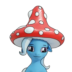 Size: 1152x1152 | Tagged: safe, artist:xppp1n, trixie, ponified, pony, unicorn, 3d, blender, blender cycles, ears, female, floppy ears, image, lidded eyes, mare, meme, mushroom, mushroom wojak, png, ponified meme, simple background, solo, transparent background