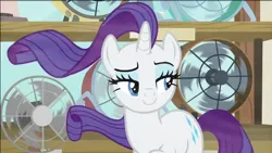 Size: 800x451 | Tagged: safe, derpibooru import, screencap, rarity, pony, unicorn, it isn't the mane thing about you, season 7, spoiler:s07, female, image, lidded eyes, long hair, long mane, loose hair, mare, png, purple hair, purple mane, wind, windswept hair, windswept mane