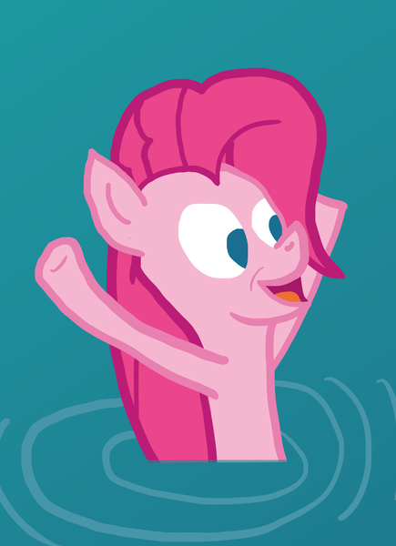 Size: 2041x2815 | Tagged: safe, artist:wissle, derpibooru import, pinkie pie, earth pony, pony, season 3, too many pinkie pies, atg 2023, female, happy, hooves in air, image, mare, newbie artist training grounds, open mouth, png, simple background, solo, transparent background, water, wet, wet mane