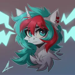 Size: 5000x5000 | Tagged: safe, artist:midnightflight, derpibooru import, oc, oc:lime oldstone, unofficial characters only, pony, unicorn, bust, chest fluff, commission, ear piercing, female, horn, image, jpeg, piercing, portrait, solo, unicorn oc