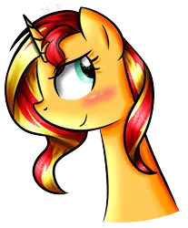 Size: 759x916 | Tagged: safe, artist:technoponywardrobe, derpibooru import, sunset shimmer, unicorn, equestria girls, equestria girls series, bedroom eyes, blushing, bust, clip studio paint, equestria girls 10th anniversary, green eyes, image, lighting, multicolored hair, png, portrait, shading, simple background, solo, sparkles, transparent background