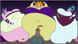 Size: 4000x2260 | Tagged: suggestive, artist:brewheardt, derpibooru import, adagio dazzle, aria blaze, sonata dusk, human, equestria girls, adagio wobble, aria blob, bbw, belly, big belly, big breasts, breasts, busty adagio dazzle, busty aria blaze, busty dazzlings, busty sonata dusk, canterlot high, expansion, fat, female, giantess, huge belly, huge breasts, image, impossibly large belly, impossibly large breasts, jpeg, macro, obese, sonatubby, the dazzlings, trio, trio female