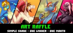 Size: 1520x698 | Tagged: safe, artist:sunny way, derpibooru import, anthro, pony, any gender, any species, art, art raffle, artwork, away, digital art, feral, free, free art, furry, giveaway, image, png, present, prize, raffle, solo