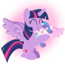 Size: 1400x1400 | Tagged: safe, artist:mlplary6, derpibooru import, princess flurry heart, twilight sparkle, twilight sparkle (alicorn), alicorn, pony, aunt and niece, auntie twilight, baby, baby pony, duo, eyes closed, female, filly, foal, hug, image, mare, png, sitting, smiling
