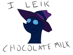 Size: 1600x1200 | Tagged: safe, artist:kazecloud, derpibooru import, mare do well, pony, bust, chocolate, chocolate milk, food, hat, image, intentional spelling error, jpeg, milk, old art, simple background, solo, white background