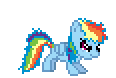 Size: 116x78 | Tagged: safe, artist:botchan-mlp, derpibooru import, rainbow dash, pegasus, pony, animated, desktop ponies, female, filly, filly rainbow dash, flying, foal, gif, image, leaping, pixel art, simple background, solo, sprite, transparent background, younger