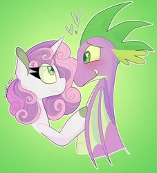 Size: 1280x1409 | Tagged: safe, artist:cosmicriff, derpibooru import, spike, sweetie belle, female, image, male, png, shipping, spikebelle, straight
