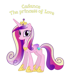 Size: 1831x2143 | Tagged: safe, anonymous artist, derpibooru import, princess cadance, alicorn, pony, closed mouth, crown, cutie mark, eyebrows, eyelashes, female, folded wings, happy, hoof shoes, horn, image, jewelry, looking, looking at you, mare, name, nostrils, png, princess, regalia, royalty, simple background, solo, standing, text, transparent background, wings