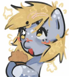Size: 1560x1740 | Tagged: safe, artist:stanleyiffer, derpibooru import, derpy hooves, pegasus, pony, bust, food, image, jpeg, muffin, open mouth, solo
