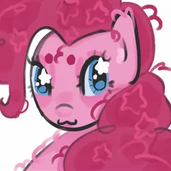 Size: 2048x2048 | Tagged: safe, artist:stanleyiffer, derpibooru import, pinkie pie, earth pony, pony, :3, bust, image, jpeg, looking at you, simple background, solo, white background