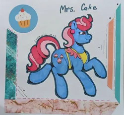 Size: 654x607 | Tagged: safe, artist:jennifer696jones, derpibooru import, cup cake, earth pony, pony, apron, clothes, female, image, jpeg, mare, solo, traditional art