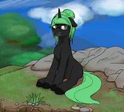 Size: 1200x1080 | Tagged: safe, artist:terminalhash, derpibooru import, oc, oc:terminalhash, pony, unicorn, cloud, forest, image, mountain, png, snorting, solo, tree