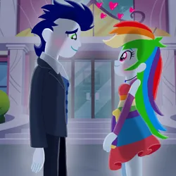 Size: 1400x1400 | Tagged: safe, artist:mlplary6, derpibooru import, rainbow dash, soarin', human, equestria girls, blushing, clothes, dress, female, heart, image, looking at each other, looking at someone, male, png, romantic, shipping, smiling, smiling at each other, smoking, soarindash, straight