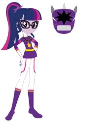 Size: 415x595 | Tagged: safe, color edit, derpibooru import, edit, sci-twi, twilight sparkle, equestria girls, boots, clothes, colored, gloves, image, png, power rangers, shoes, simple background, solo, white background