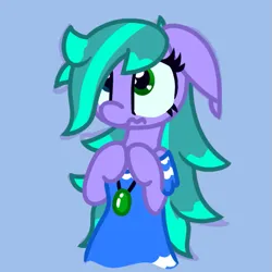 Size: 545x545 | Tagged: safe, artist:silvaqular, derpibooru import, oc, oc:cyanette, anthro, earth pony, amulet, big eyes, bipedal, clothes, dress, image, jewelry, long hair, long mane, necklace, pleading, png, solo