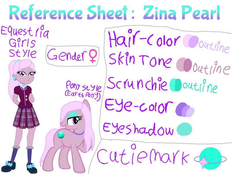 Size: 1024x768 | Tagged: safe, artist:rainbowstarcolour262, derpibooru import, oc, oc:zina pearl, unofficial characters only, earth pony, human, pony, equestria girls, angry, arm behind back, beautiful, bedroom eyes, clothes, crystal prep academy uniform, cutie mark, ear piercing, earring, earth pony oc, eyeshadow, female, frown, image, jewelry, looking back, makeup, mare, necklace, pearl earrings, pearl necklace, piercing, plaid skirt, pleated skirt, png, ponytail, pouting, purple eyes, raised hoof, reference sheet, school uniform, scrunchie, shirt, shoes, simple background, skirt, smiling, socks, standing, teeth, tsundere, white background