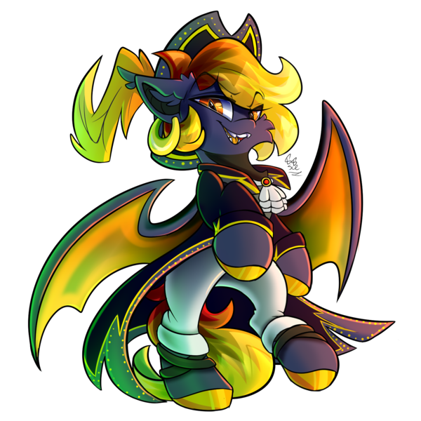 Size: 1500x1500 | Tagged: safe, artist:starcasteclipse, derpibooru import, oc, oc:sunrook, unofficial characters only, bat pony, pony, clothes, coat, hat, image, png, solo