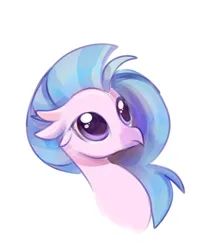 Size: 1370x1589 | Tagged: safe, artist:aureate serene, derpibooru import, silverstream, hippogriff, adorable face, blue hair, confused, cute, diastreamies, female, image, png, purple eyes, younger