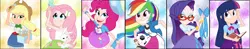 Size: 10794x2110 | Tagged: safe, artist:namygaga, derpibooru import, edit, applejack, fluttershy, pinkie pie, rainbow dash, rarity, twilight sparkle, human, equestria girls, cute, image, light skin, png