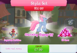 Size: 1268x860 | Tagged: safe, derpibooru import, stratus skyranger, hippogriff, bundle, costs real money, english, feathered fetlocks, folded wings, gameloft, gem, image, jpeg, male, mobile game, my little pony: magic princess, numbers, sale, solo, solo focus, text, wings