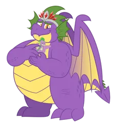Size: 1600x1612 | Tagged: safe, artist:aleximusprime, derpibooru import, spike, oc, oc:king smite, dragon, flurry heart's story, crown, dragon oc, duo, duo male, eyes closed, fangs, fat, fat spike, father and child, father and son, father's day, holding a dragon, hug, image, jewelry, male, non-pony oc, older, older spike, png, regalia, simple background, size difference, smiling, spike's family, spike's father, transparent background