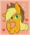 Size: 1804x2048 | Tagged: safe, artist:noupu, derpibooru import, applejack, earth pony, pony, bust, freckles, hat, image, jpeg, looking at you, pink background, simple background, smiling, solo, text