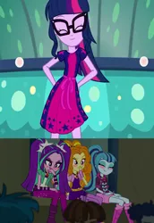 Size: 1280x1858 | Tagged: safe, artist:bigpurplemuppet99, derpibooru import, edit, adagio dazzle, aria blaze, sci-twi, sonata dusk, twilight sparkle, equestria girls, equestria girls series, i'm on a yacht, rainbow rocks, spoiler:eqg series (season 2), blushing, image, jpeg, shaking