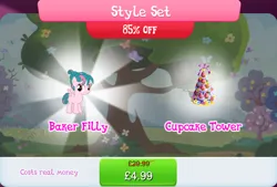 Size: 1268x857 | Tagged: safe, derpibooru import, official, tulip swirl, pegasus, pony, bundle, costs real money, cupcake, english, female, filly, foal, food, gameloft, image, jpeg, mare, mobile game, my little pony: magic princess, numbers, sale, solo, solo focus, text, wings