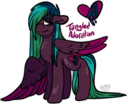 Size: 1855x1518 | Tagged: safe, artist:sexygoatgod, derpibooru import, oc, oc:tangled adoration, unofficial characters only, changepony, hybrid, pegasus, pony, adoptable, female, image, interspecies offspring, magical lesbian spawn, offspring, parent:princess cadance, parent:queen chrysalis, parents:cadalis, png, simple background, solo, transparent background