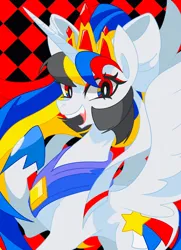 Size: 1480x2048 | Tagged: safe, artist:stacy_165cut, derpibooru import, ponified, alicorn, pony, androgynous, crossover, crown, image, jewelry, jpeg, regalia, starscream, transformers