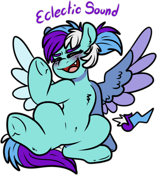 Size: 1758x1952 | Tagged: safe, artist:sexygoatgod, derpibooru import, oc, oc:eclectic sound, unofficial characters only, pegasus, pony, adoptable, female, image, parent:lyra heartstrings, parent:rainbow dash, parents:lyradash, png, simple background, solo, transparent background