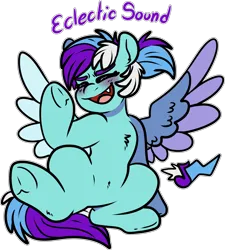 Size: 1758x1952 | Tagged: safe, artist:sexygoatgod, derpibooru import, oc, oc:eclectic sound, unofficial characters only, pegasus, pony, adoptable, female, image, parent:lyra heartstrings, parent:rainbow dash, parents:lyradash, png, simple background, solo, transparent background