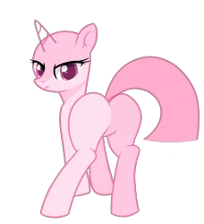 Size: 1400x1534 | Tagged: safe, artist:tanahgrogot, derpibooru import, earth pony, pony, unicorn, angry, bald, base, butt, female, image, looking at you, looking back, looking back at you, mare, plot, png, simple background, solo, tail, transparent background