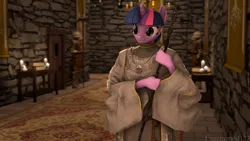 Size: 3840x2160 | Tagged: safe, artist:fireemerald123, derpibooru import, tree of harmony, twilight sparkle, anthro, 3d, armor, banner, book, candle, carpet, castle, chandelier, clothes, guard, halberd, image, png, polearm, robes, scroll, source filmmaker, staff, sæla, watermark, weapon