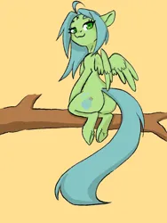 Size: 810x1080 | Tagged: safe, artist:cloud-up, derpibooru import, oc, oc:cloud-up, unofficial characters only, pegasus, image, jpeg, rear view, smug, tiny torso, tree branch