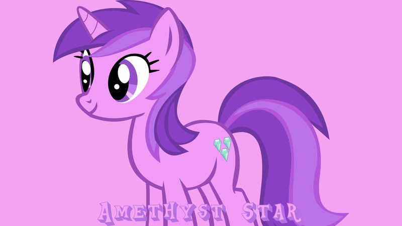 Size: 1920x1080 | Tagged: safe, artist:thebosscamacho, derpibooru import, edit, editor:jaredking779, amethyst star, pony, unicorn, background pony, female, image, jpeg, mare, purple background, simple background, solo