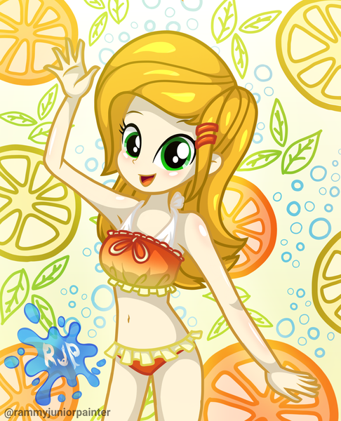 Size: 2015x2490 | Tagged: safe, artist:rjp.rammy, derpibooru import, oc, oc:selena montana, equestria girls, bikini, clothes, female, image, png, solo, swimsuit