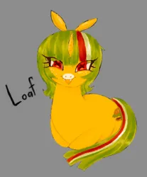 Size: 1624x1964 | Tagged: safe, artist:ombnom, derpibooru import, oc, oc:burger mare, unicorn, freckles, image, jpeg, looking at you, lying down, open mouth, ponyloaf, prone, simple background, smiling, solo